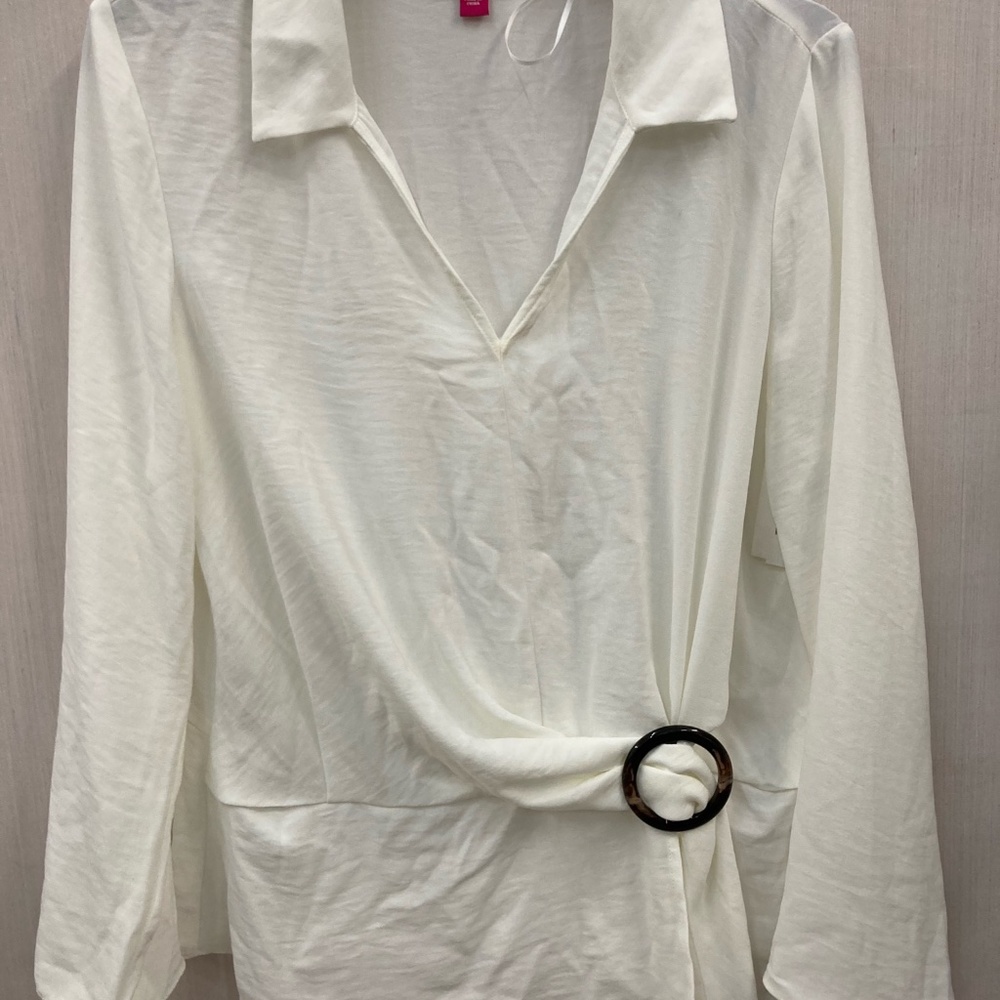 NWT Vince Camuto Cream blouse faux wrap/ tie front